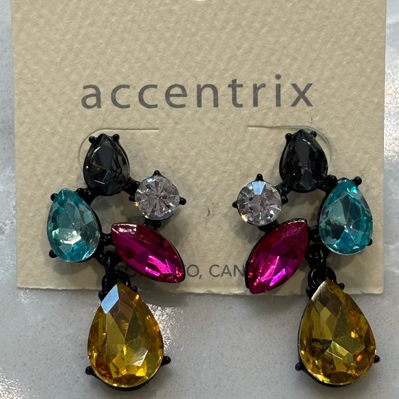 Accentrix multi coloured crystal earrings 💝NWT - Picture 3 of 4